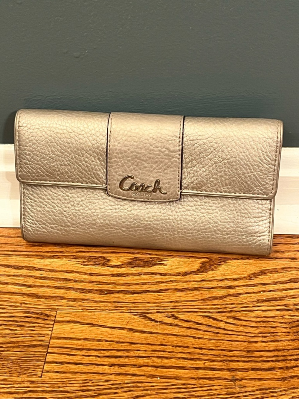 Coach Metallic Silver Leather Wallet